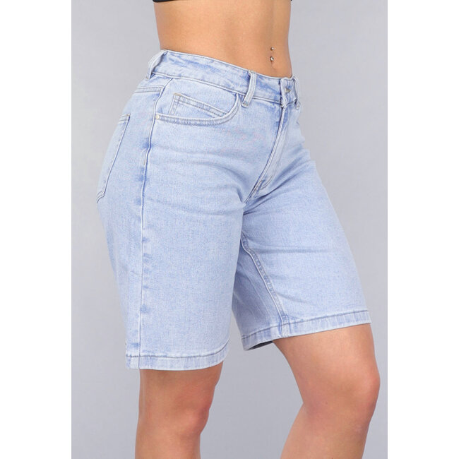 Blaue Denim-Bermudashorts mit Stretch