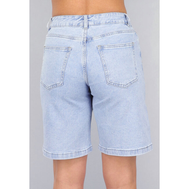 Blaue Denim-Bermudashorts mit Stretch