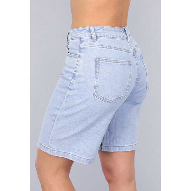 Blaue Denim-Bermudashorts mit Stretch