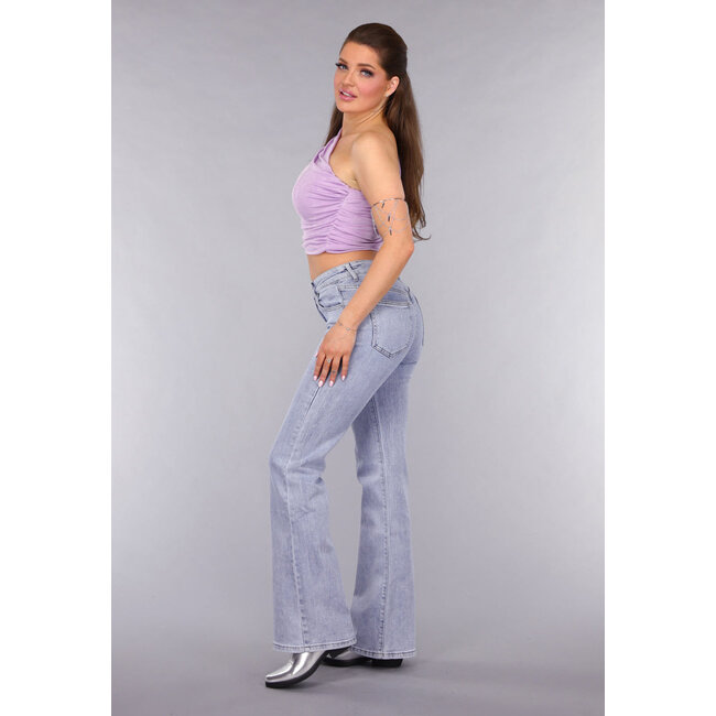 Mid Waist Flair Jeans mit Waschung