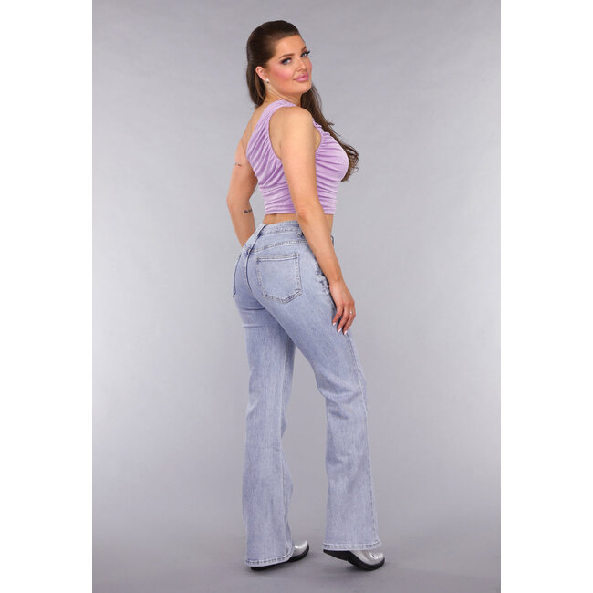 Mid Waist Flair Jeans mit Waschung