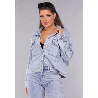 Redial Jeans Denim-Bluse mit Waschung und Brusttaschen