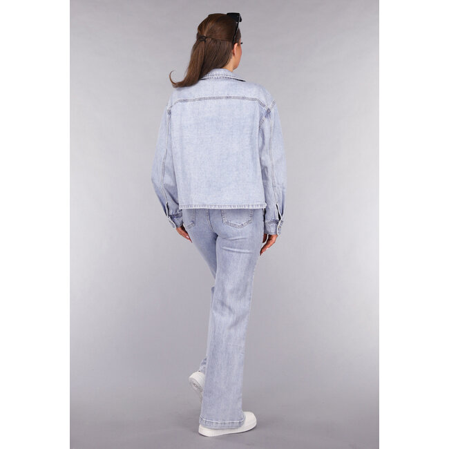 Denim-Bluse mit Waschung und Brusttaschen