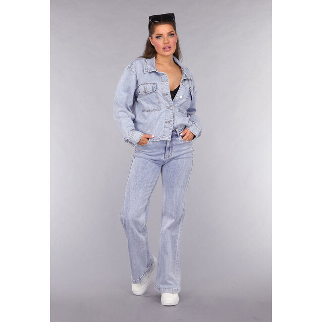 Denim-Bluse mit Waschung und Brusttaschen