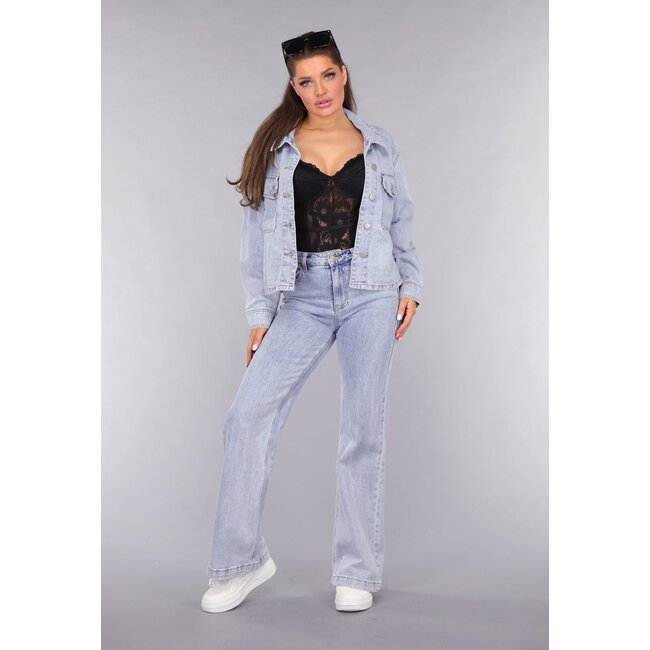 Denim-Bluse mit Waschung und Brusttaschen