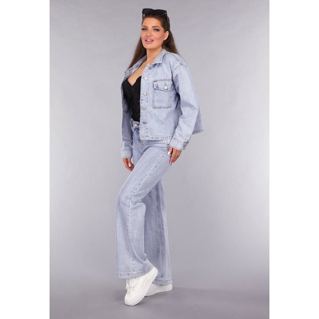Denim-Bluse mit Waschung und Brusttaschen