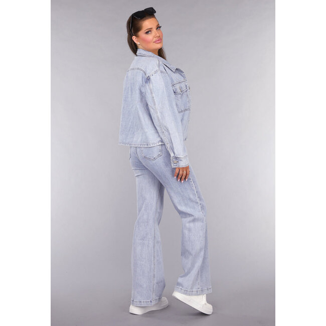 Denim-Bluse mit Waschung und Brusttaschen