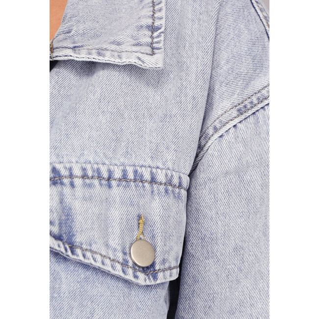 Denim-Bluse mit Waschung und Brusttaschen