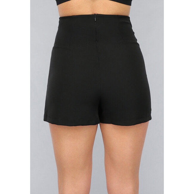 Schwarzer Skort mit Schlitz und Schleife