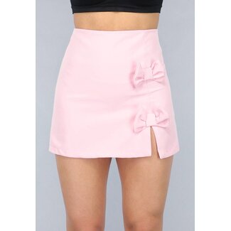 Hellrosa Split Skort mit Schleifen