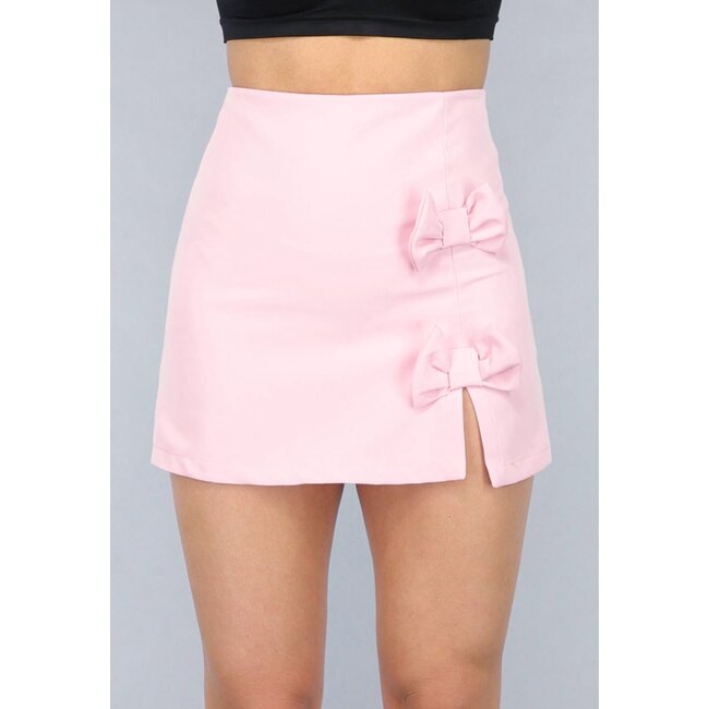 Hellrosa Split Skort mit Schleifen