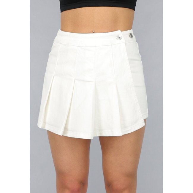 Redial Jeans Weißer plissierter Denim-Skort