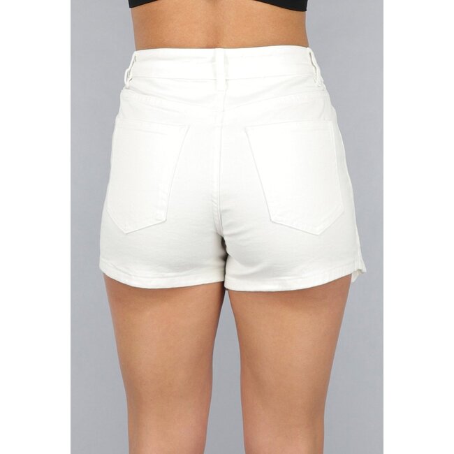 Weißer plissierter Denim-Skort