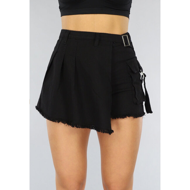 Schwarzer Cargo Overslag Skort