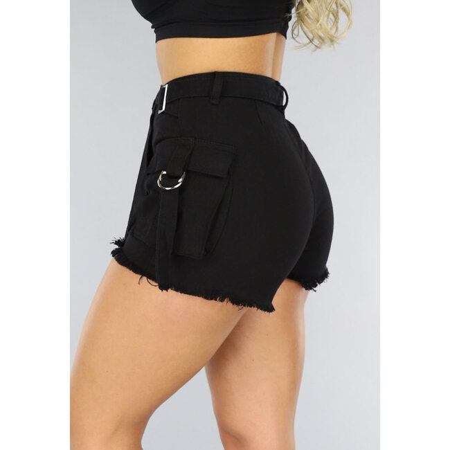 Schwarzer Cargo Overslag Skort