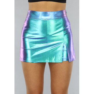 Holografischer türkisfarbener Split-Skort