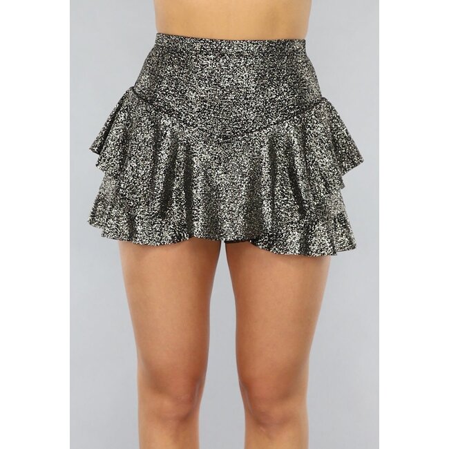 Silberner Rüschen-Skort mit Glitzer