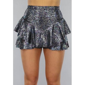 OP=OP.25.S Holografischer Glitzer-Rüschen-Skort