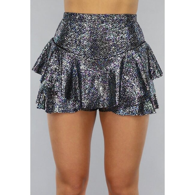 Holografischer Glitzer-Rüschen-Skort