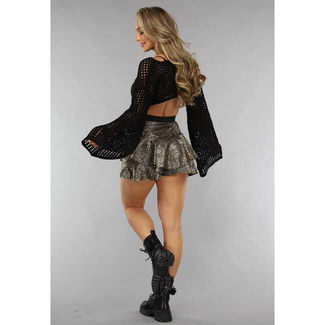 Goldglitzer-Skort mit Rüschen