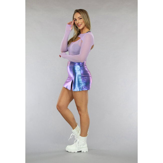 Holografischer lila geteilter Skort