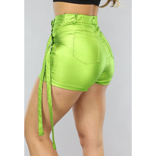 Grüner Metallic-Overslag Cargo-Skort