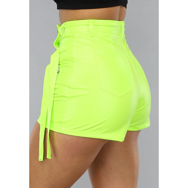 Neongelber Skort mit Überschlag und Cargo-Taschen