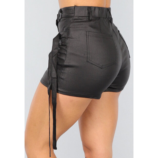 Schwarzer Stretchy Overslag Cargo Skort