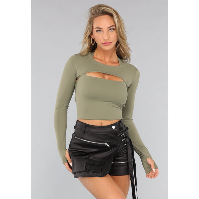 Schwarzer Stretchy Overslag Cargo Skort