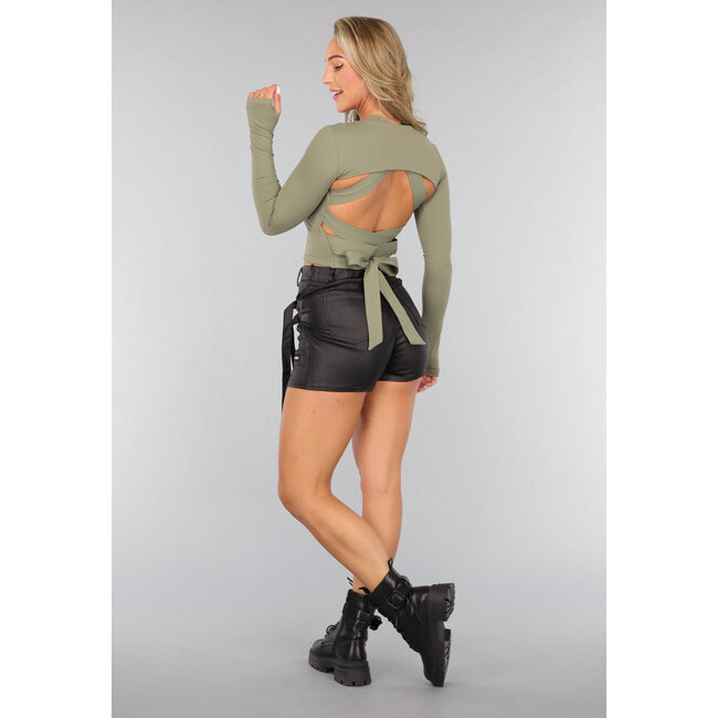 Schwarzer Stretchy Overslag Cargo Skort