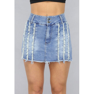 Denim-Skort mit Nähten und Lappen