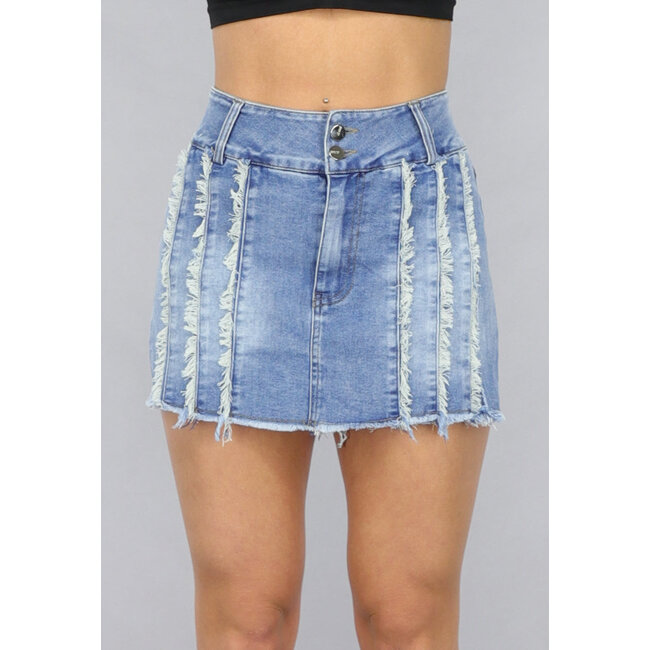 Denim-Skort mit Nähten und Lappen
