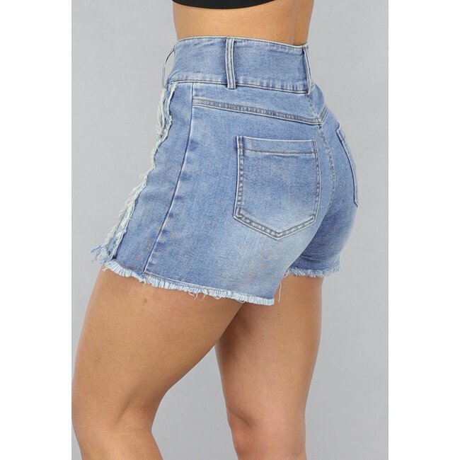 Denim-Skort mit Nähten und Lappen