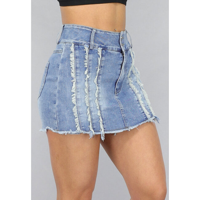 Denim-Skort mit Nähten und Lappen