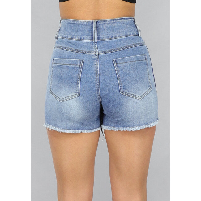Denim-Skort mit Nähten und Lappen