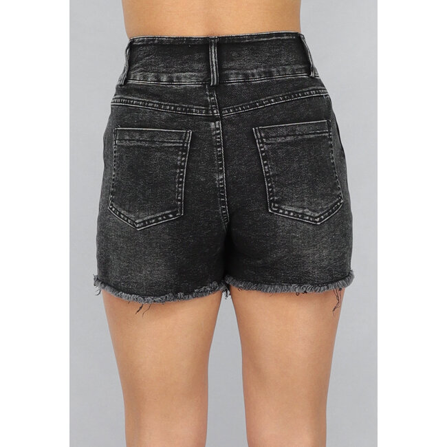 Anthrazitfarbener Denim-Skort mit leichter Reibung