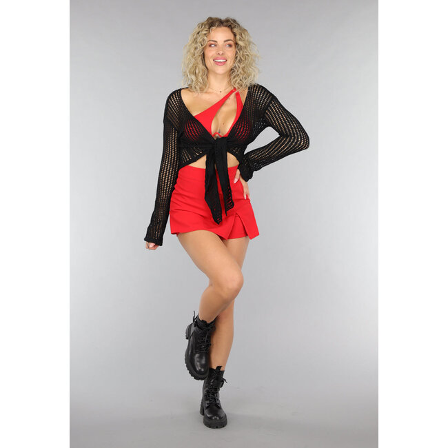 Roter Taillierter Skort mit Schlitz