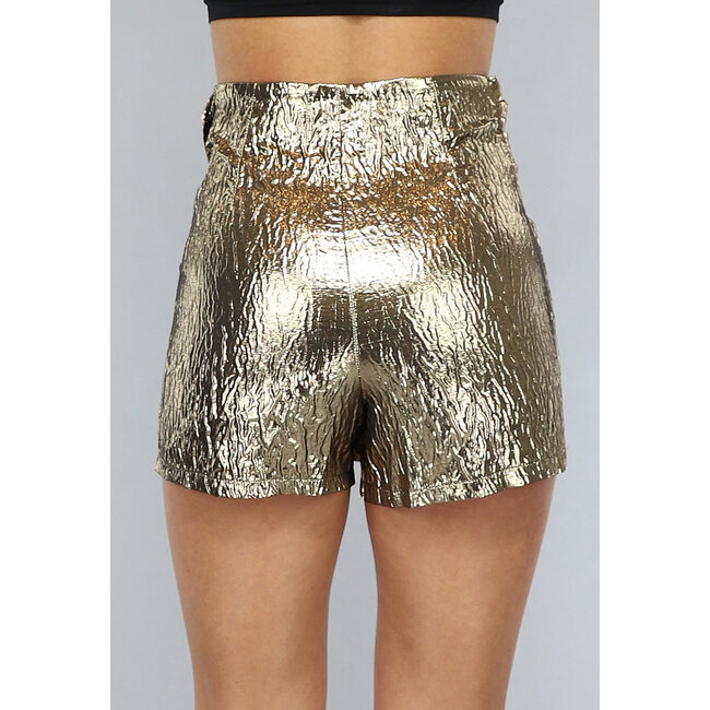 Goldmetallic-Skort mit Knopfleiste