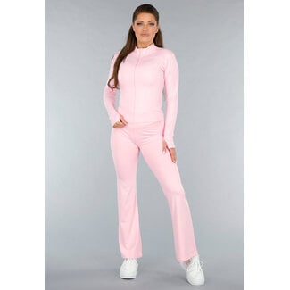 Hellrosa Sport-Set mit Weste und Flair-Leggings