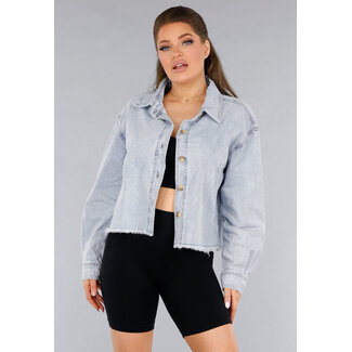 Jeansblusenjacke mit Raffles