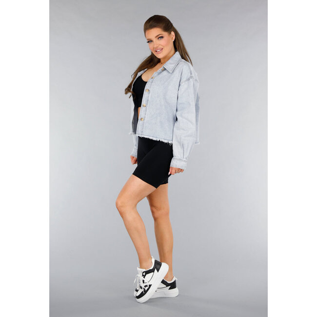 Jeansblusenjacke mit Raffles