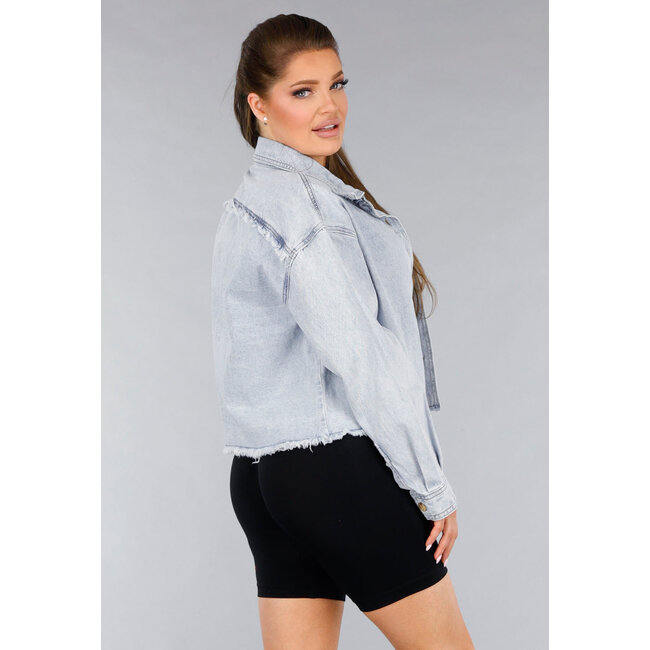 Jeansblusenjacke mit Raffles