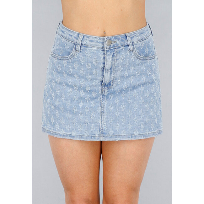Gekräuselter Denim Stretch Skort