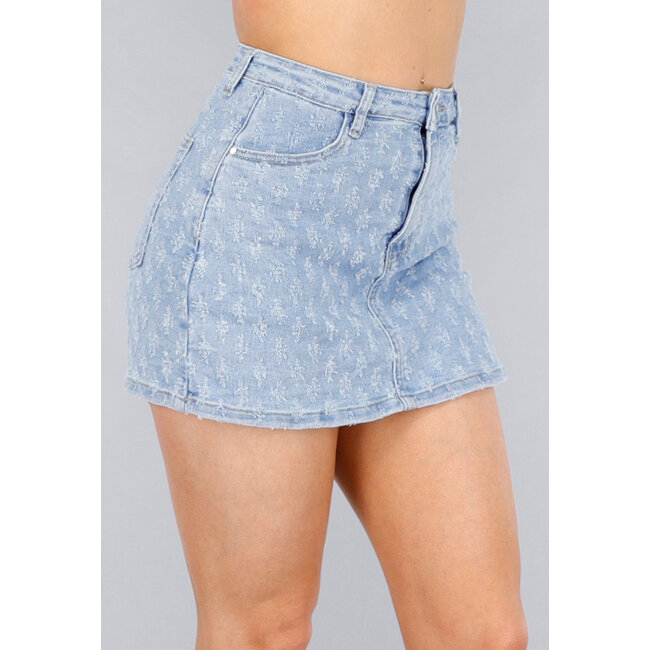 Gekräuselter Denim Stretch Skort