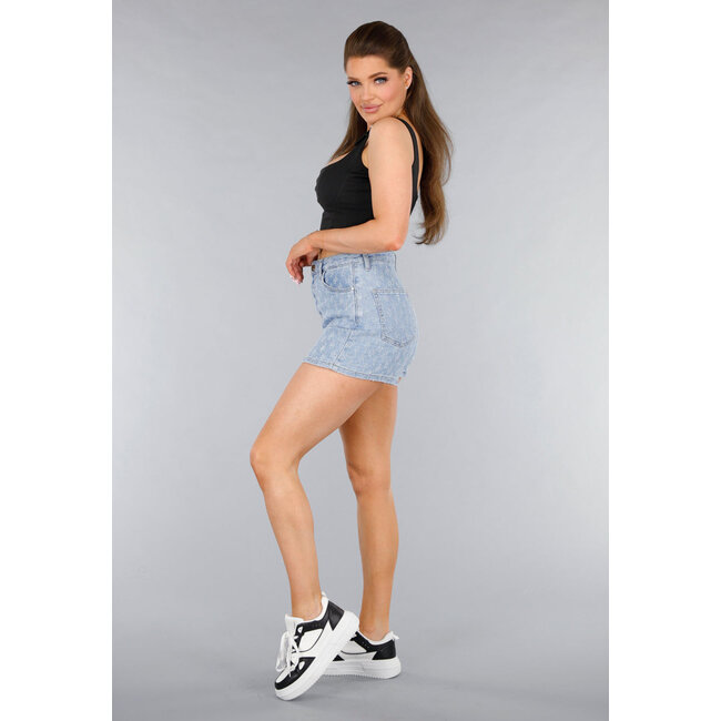 Gekräuselter Denim Stretch Skort