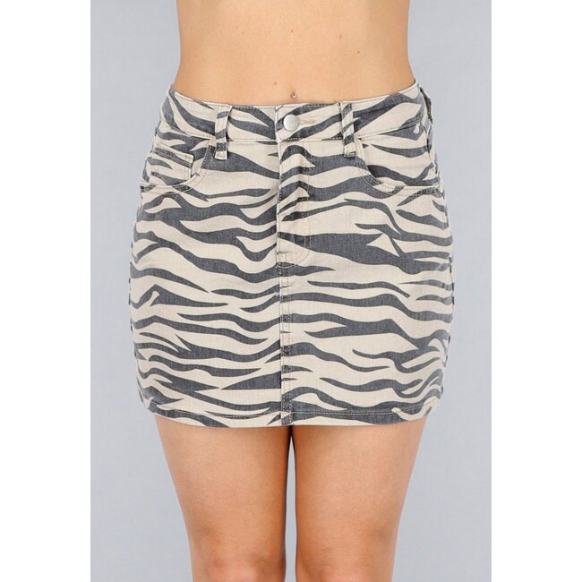 Redial Jeans Denim Stretch-Rock mit Zebramuster