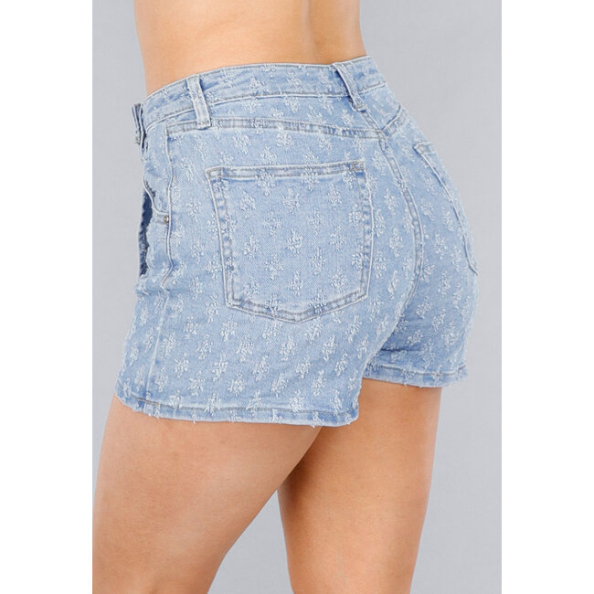 Gekräuselter Denim Revers Stretch Skort