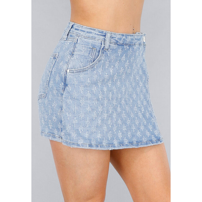 Gekräuselter Denim Revers Stretch Skort
