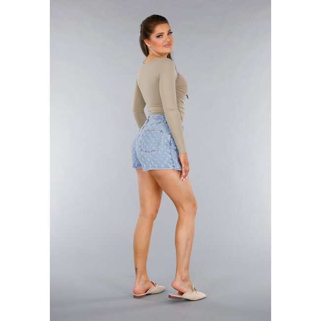 Gekräuselter Denim Revers Stretch Skort