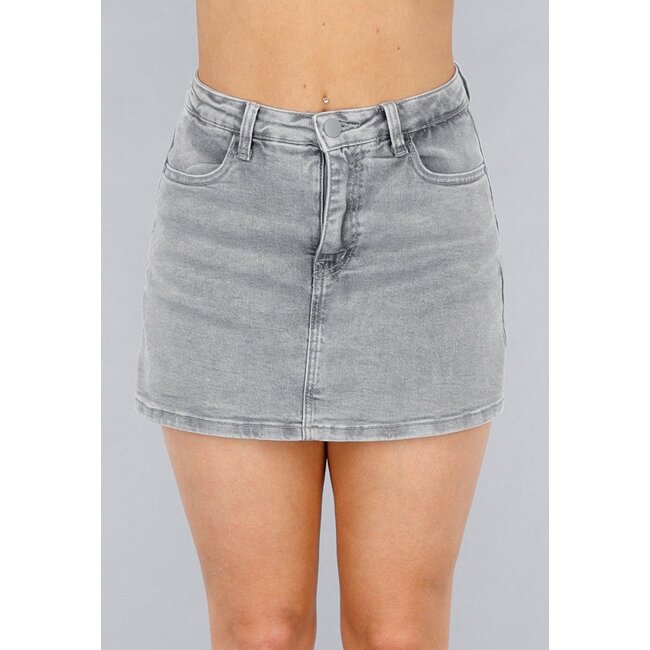 Grauer Denim Stretch Skort